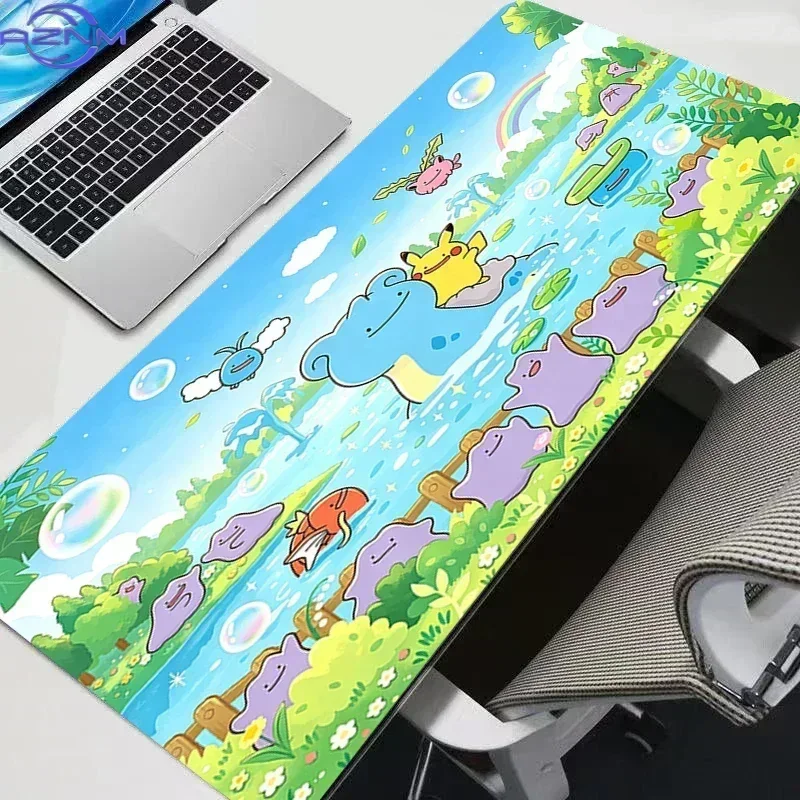 Large Extended Mousepad, Summer Pool Party Cute Cartoon Creature Group Art Desk Mat, Rubber Non-Slip Base, Waterproof Gaming Key