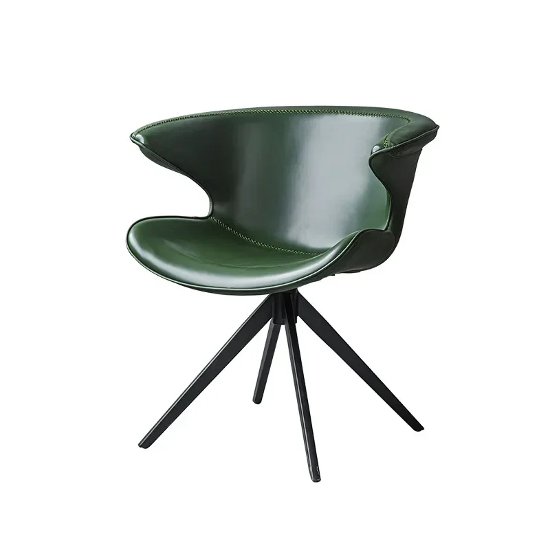 Rotating simple armchair Nordic saddle leather single casual sofa chair