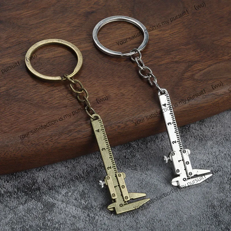 Portable Mini Vernier Caliper Keychain Mini Metal Car Key Chain Movable Vernier Caliper Model