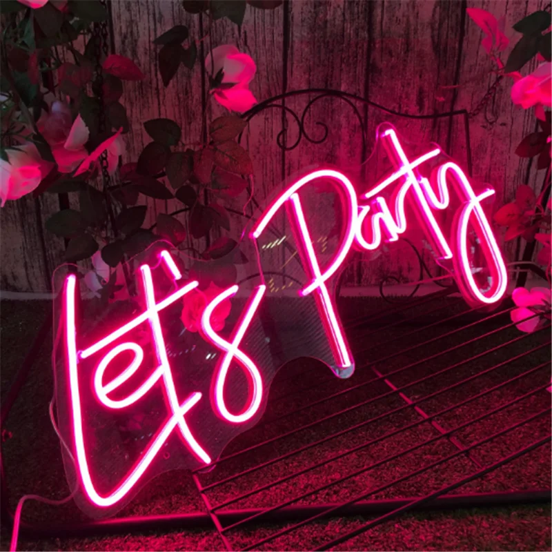 Let\'s party Neon Sign 47x23cm Custom Neon Led Light Signs For Birthday Party Wedding Decoration Bar Home Room Wall Decor