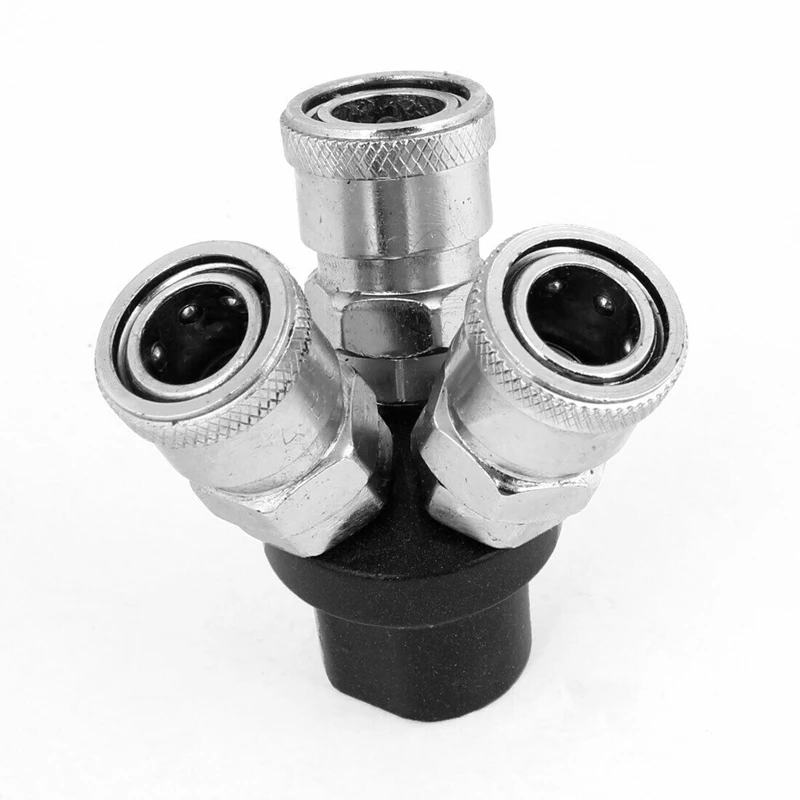 1pc Stainless Steel Three Way Pneumatic Air Tool Quick Coupler Connector Female Thread To 3 Pipe Connect Splitter Adapter