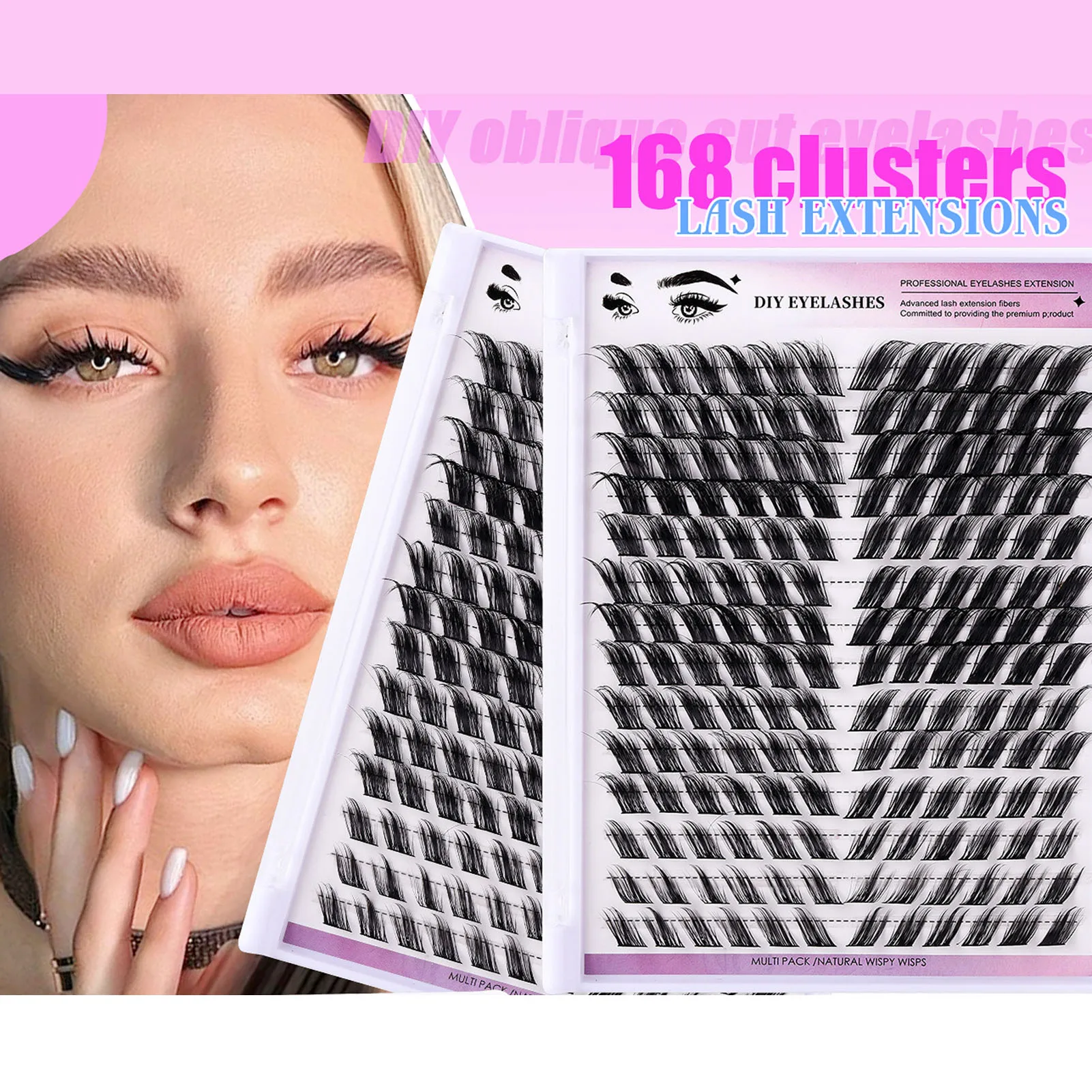 168 Rows cluster lashes sets 12-18mm DIY False Eyelashes Kit D Curl Individual Lashes makeup supplies for eyelash extensions