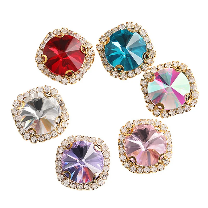 

Rivoli Glass Claw Rhinestone Trimming Shiny Crystal Buckle 8mm-18mm Flatback Button DIY Jewelry Crafts Sew On Decorations