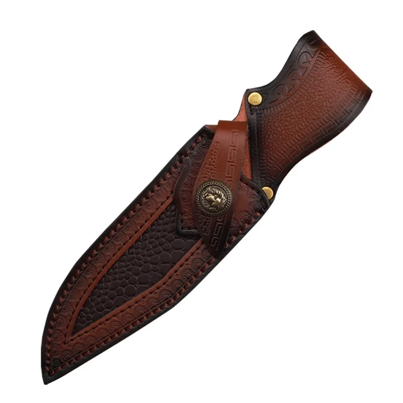 24 CM Fixed Blade Straight Knife Holder Two Layers Cowhide Embossed Scabbard Universal Knife Cover for Hunting Knife Holsters