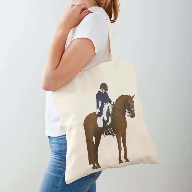 

Chestnut Dressage Horse and Rider Salute Tote Bag shopping trolley bag Canvas Candy bags Gift bag