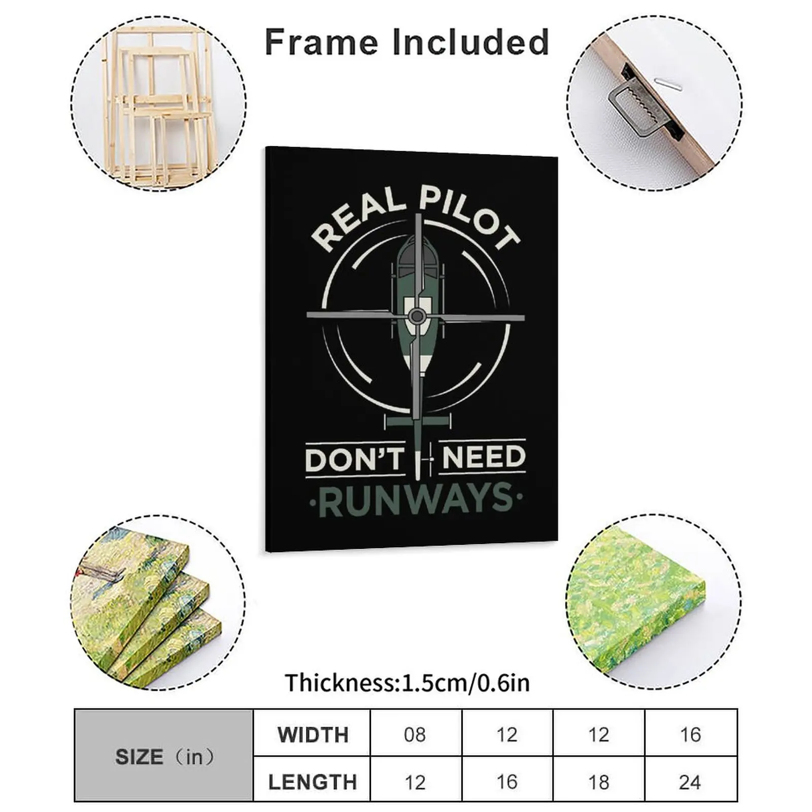 Helicopter Pilot Aviation Helicopter Dad Gift Canvas Painting Poster Cinema Mural Pub Design Wall Cave Framed Wall Paintings