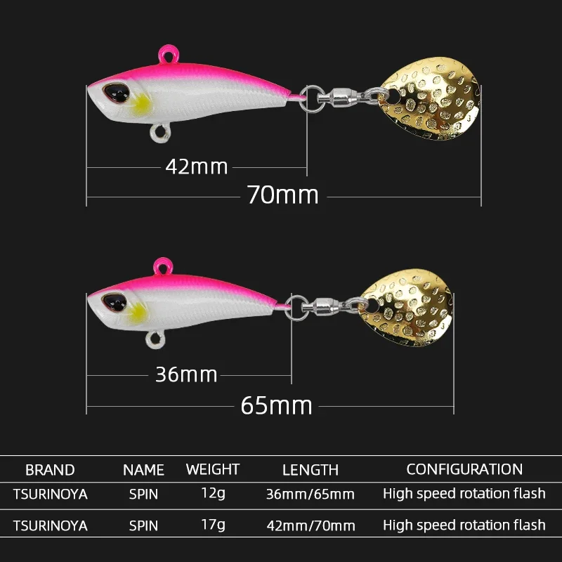 TSURINOYA 12g 17g Metal Spoon Fishing Lure SPIN MT Sinking Water Sequin Spinner Bait VIB Pike Bass Winter Ice Jig Spoon Lure