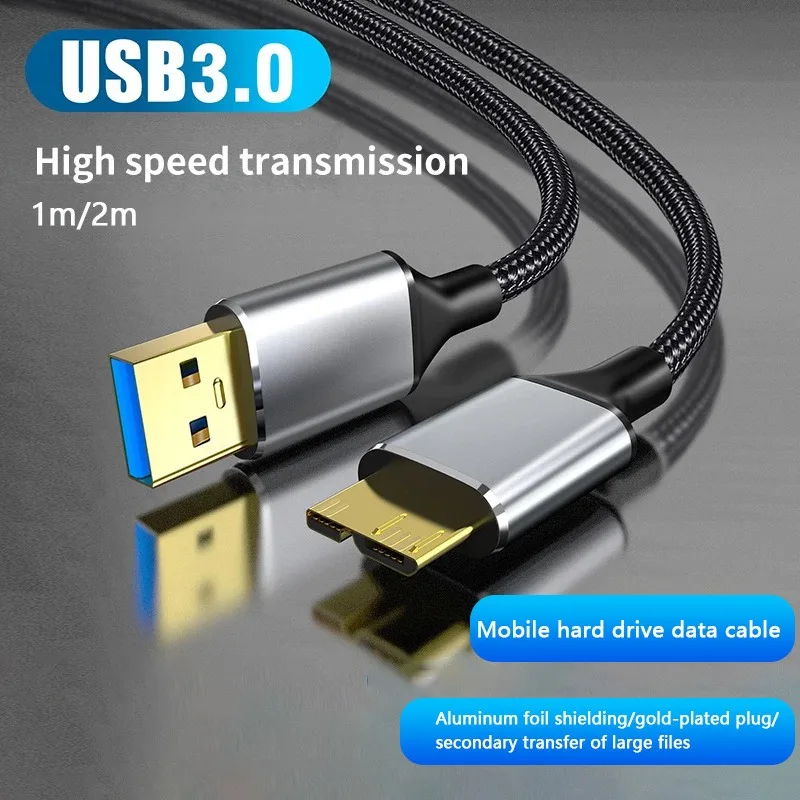 USB 3.0 Type A to Micro B Cable 5Gbps 2A Fast Data Sync Cord USB3.0 to Micro B Adapter External Hard Drive Disk Cable 1/2m