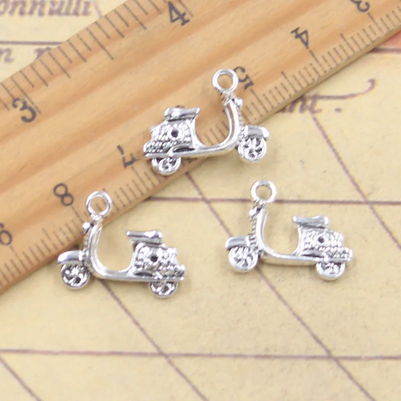 20pcs Charms motorbike motorcycle 14x18mm Antique Silver Color Pendants Making DIY Handmade Tibetan Finding Jewelry