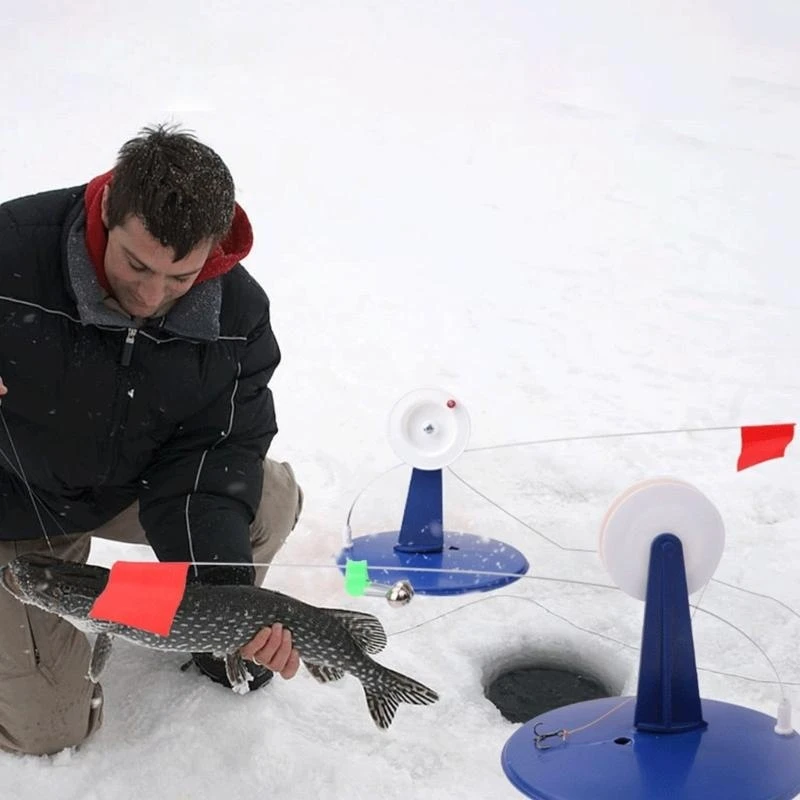 6pcs طرف الصيد الجليدي يرفع مؤشرات صيد الأسماك الجليد تشمل الأعلام والحقيبة