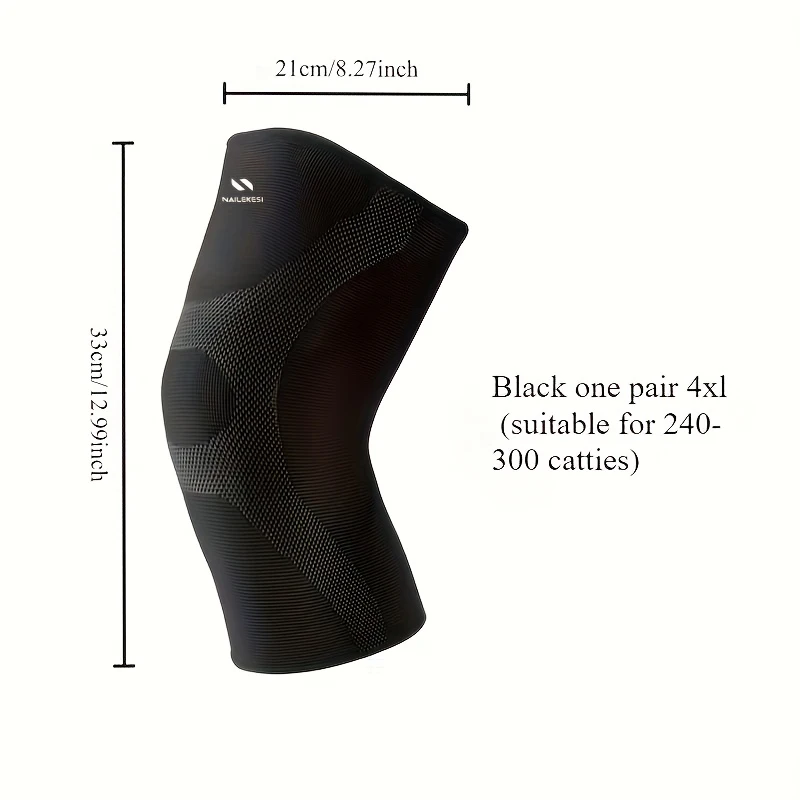 Extra große Kniebandage für 40–150 kg große Sport-Kniebandage in Übergröße, Laufen, Springen, Wandern, Kniestütze, rutschfeste Silikon-Knieschützer – Detail 1