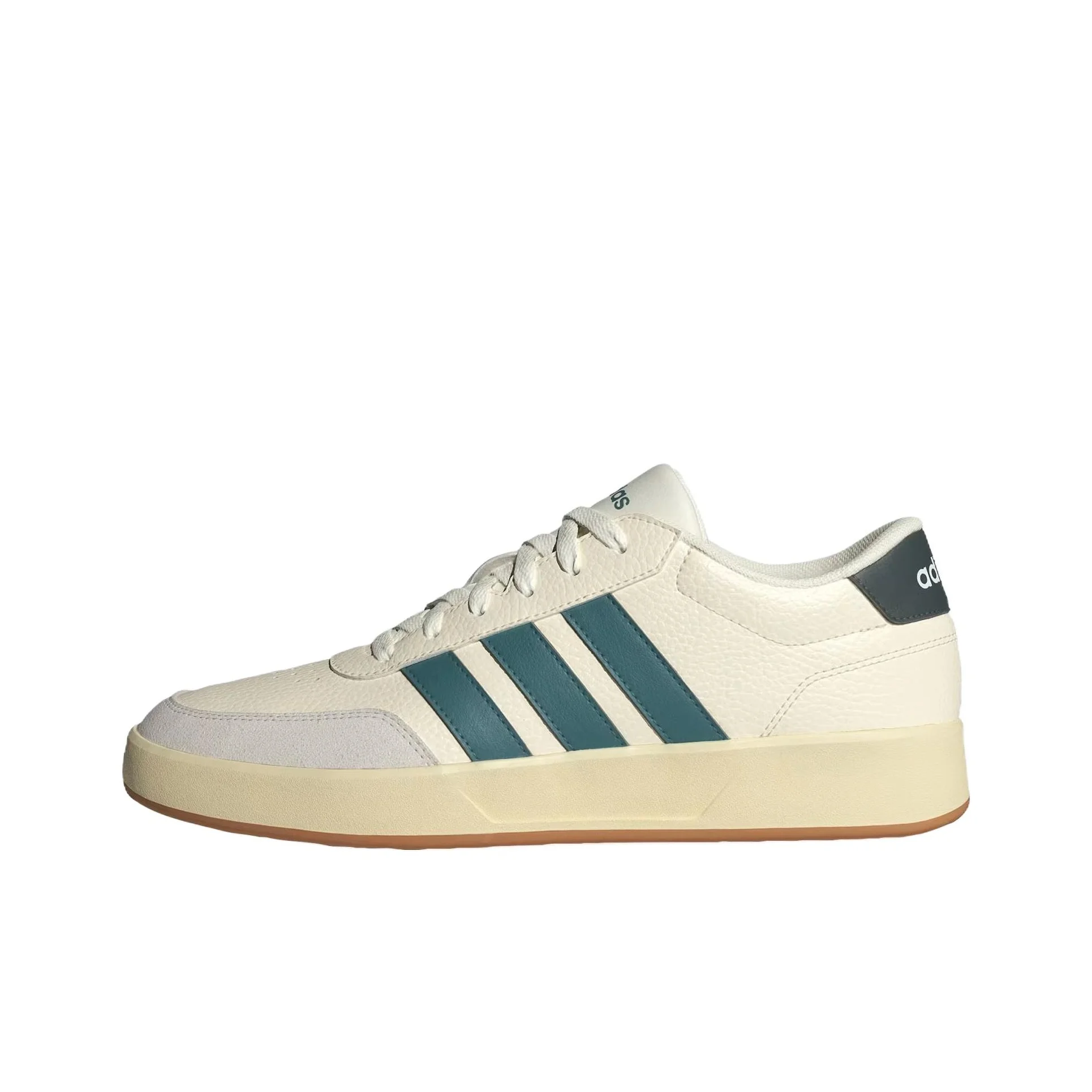 Adidas BREAKNET 3.0 Synthetic Leather, Leather Skateboard Shoes Unisex Beige Green JR3556