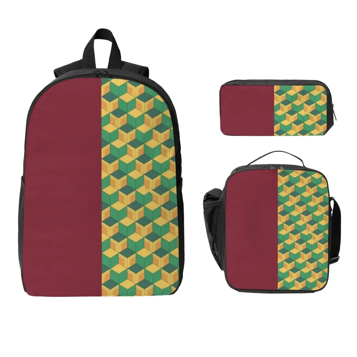 

Tomioka Giyuu Haori Pattern Backpack Student BookBag School Bag Laptop Shoulder Bags 3ps Insulated Lunch Bag Pencil Case