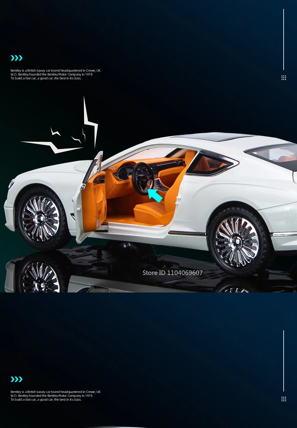 Maßstab 1:24 Continental GT Legierung Automodell Spielzeug Zurückziehen Diecast Metall Sportwagen Modelle Simulation Sound Licht Sammlung Geschenke – Detail 10