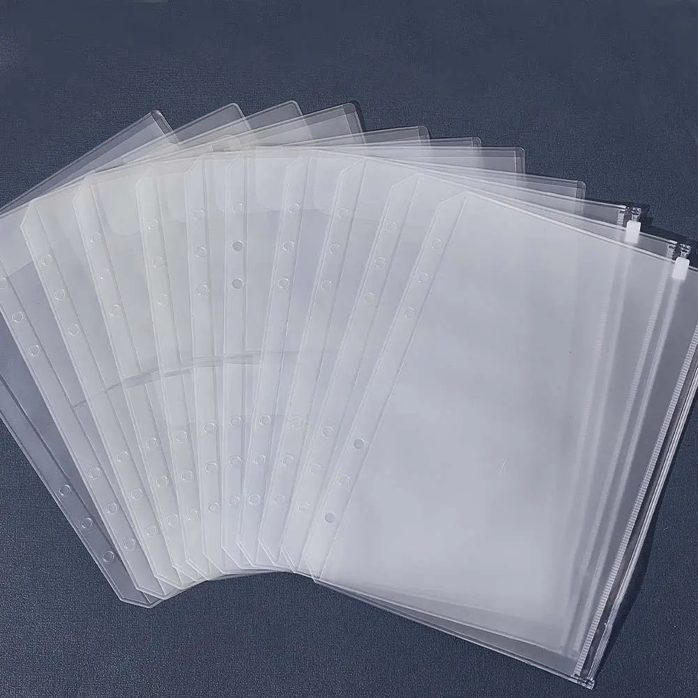 

10 шт., карманы для папок формата А5, 6 отверстий, водонепроницаемые прозрачные папки из ПВХ, планировщик для офиса, трафарет, штампы для альбомов, ремесло своими руками