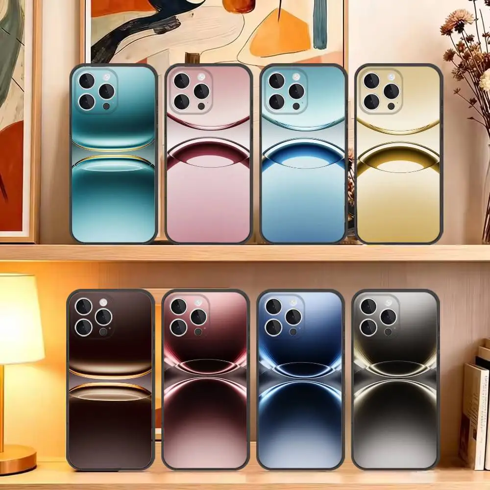 Étui de téléphone à surface miroir pour iPhone 16, 15, 14, 13, 12, 11, Pro, Max, Plus, X, XS, SE4, E, Mini, étui noir souple