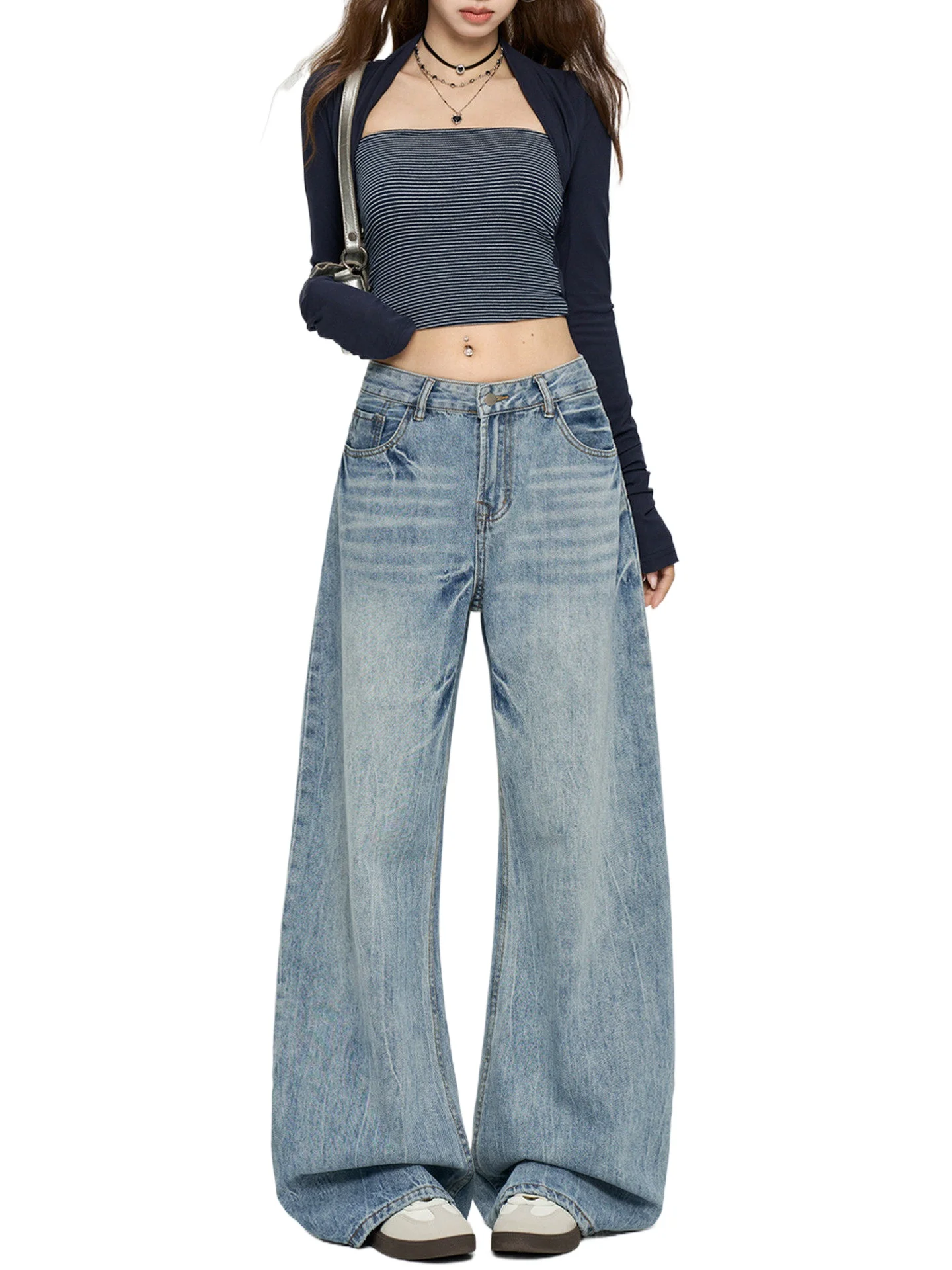 

Baggy Y2K Jeans for Women Wide Leg Denim Pants Streetwear Loose Fit Retro Female Fashion Trendy Casual Jeans