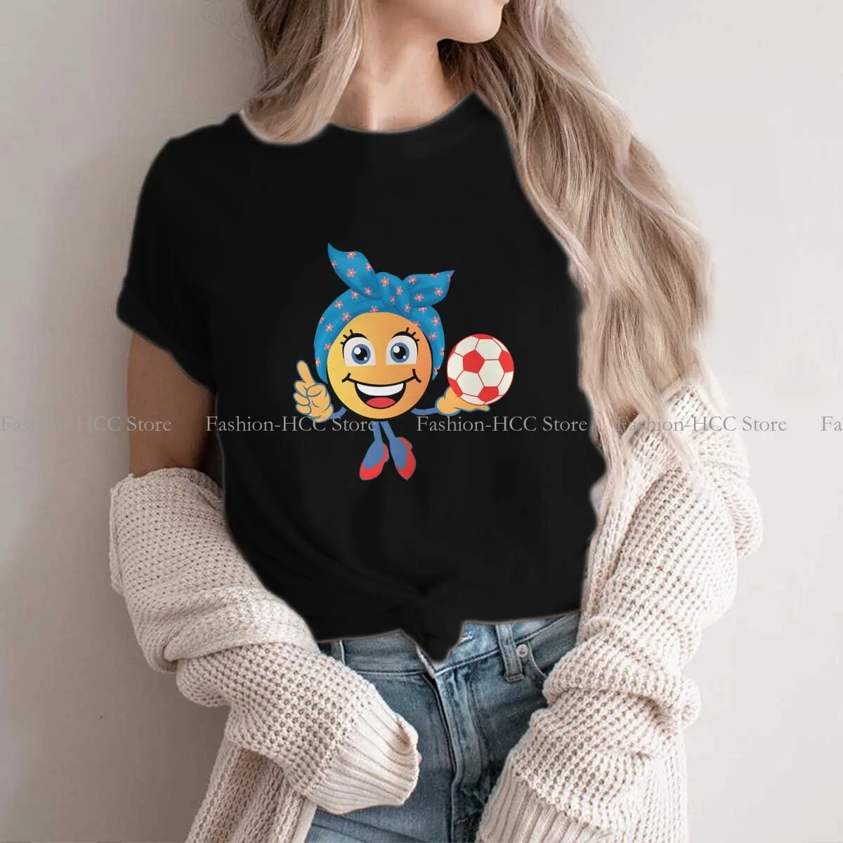 Soccer Polyester TShirts Emoticon Ball Print Homme T Shirt Clothing