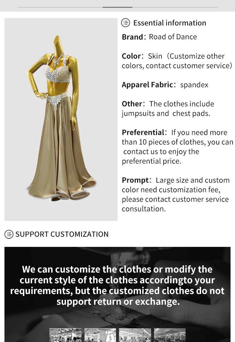 Damen Abendkleid für Bauchtanz, Tanzkostüm, Zigeuner-Auftrittskleidung, Mädchen-Übungskleidung, Orientalisches Karneval-Bühnenoutfit – Detail 3