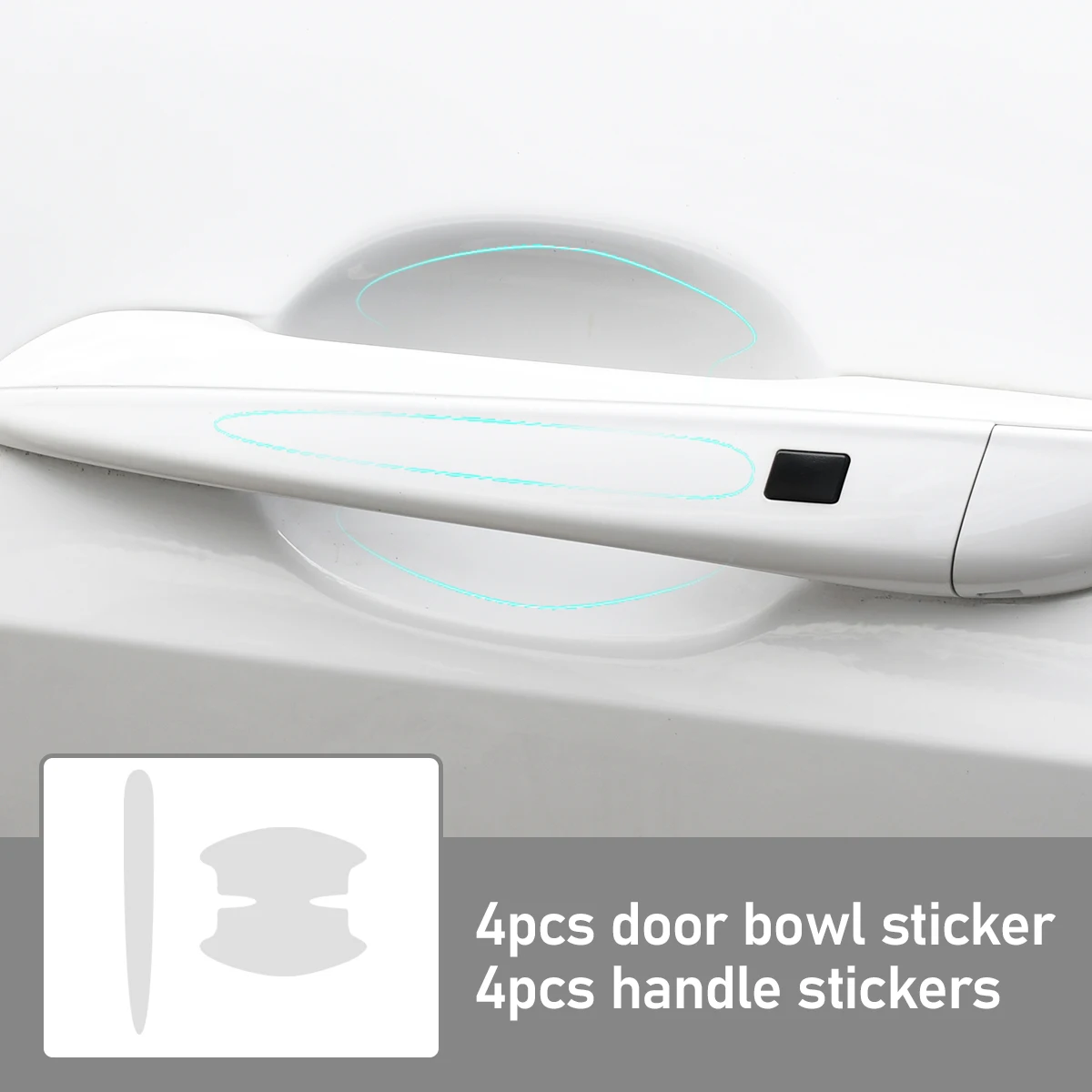 8Pcs TPU Car Door Bowl Anti-scratch Sticker Clear Door Bowl Handle Protection Sticker Paint Surface Film Car Accessories Decals