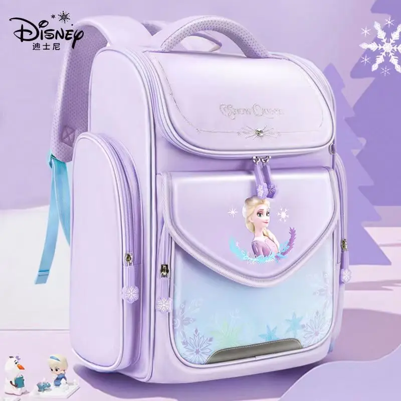 Disney-Bolsas escolares Frozen para meninas, Elsa Anna, mochila ortopédica, bolsa de ombro, estudante primária, grau 1-6, grande capacidade, nova