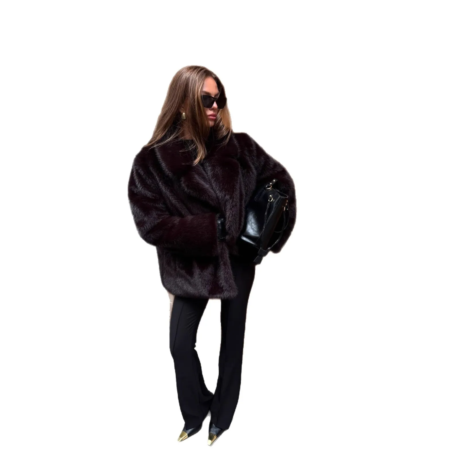 

Europe, America and Russia foreign trade wholesale artificial fox fur women's fashion suit collar fur coat coat