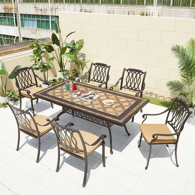 for Outdoor Cast Aluminum Craft Table and Chair Set Luxury Marble Dining Table Tile Table with Stone Coffee Table Classic