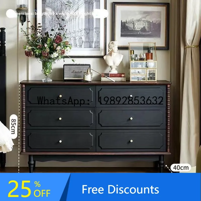 

CZ Chest of Drawers Bedroom Storage Eight-Drawer Cabinet French Retro Living Room Drawer Bedside Storage Five-Drawer Cabinet