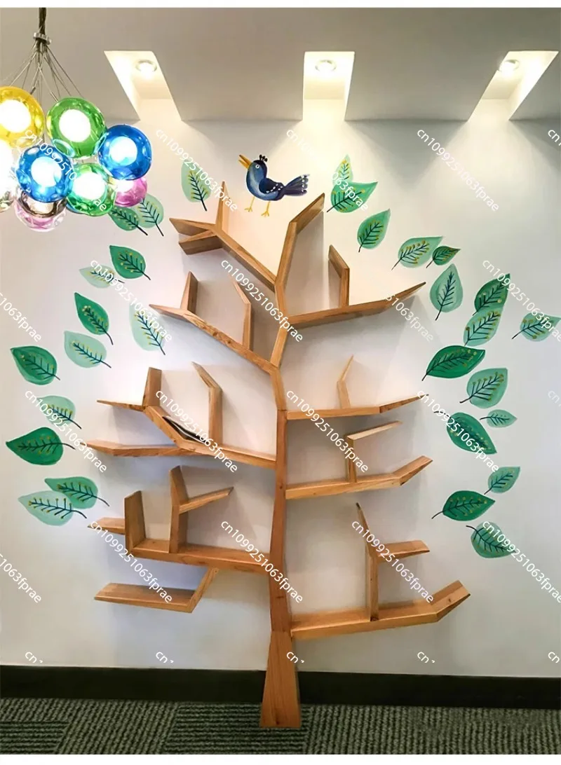 

Creative solid wood art tree shaped wall floor to ceiling bookshelf storage rack living room bedroom