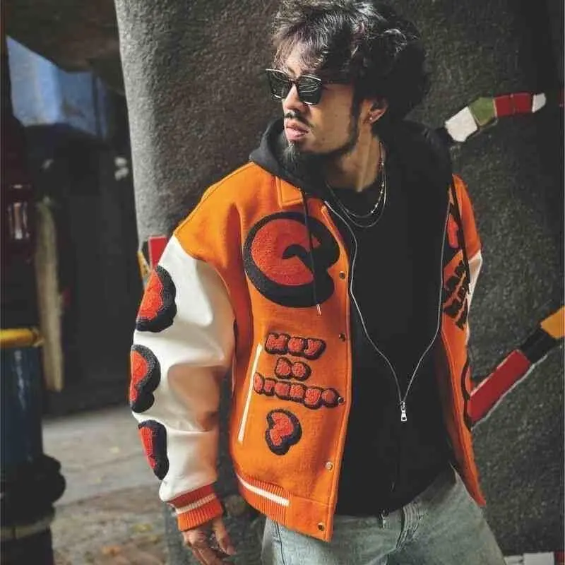 

Loose Casual American Sle Baseball Jaet for Couples Spring Autumn Large Size Embroidered Outerwear Men's Women's Faion