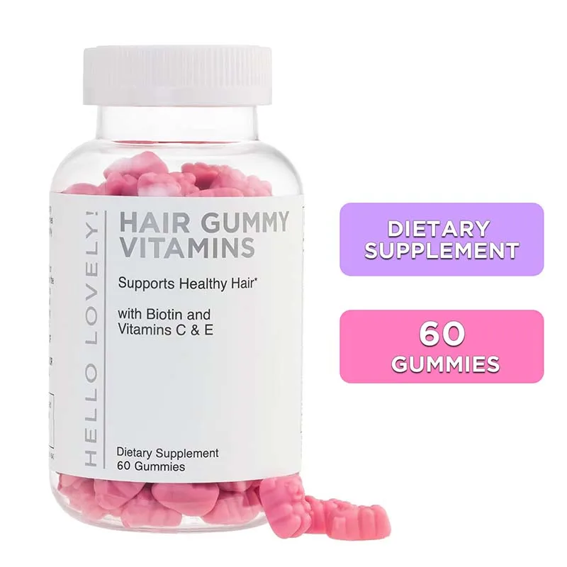 

Hair, Skin, and Nail Gummies Contain Biotin Vitamins for Hair Growth, Strong Nails, and Healthy Skin - 60 Gummies