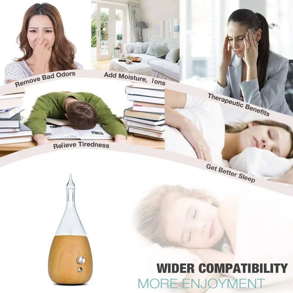 Diffuser minyak esensial nebuliser tanpa air 20ML untuk aromaterapi terbaik kaca kayu Beech berwarna LED untuk hadiah kantor rumah Spayoga