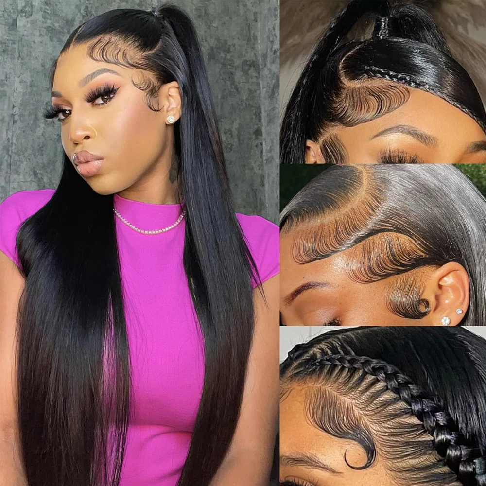 

180% Density HD Lace Front Wigs Human Hair 12A Grade Full Lace Space 13x4 Straight Lace Frontal Wigs Pre Plucked For Black Women