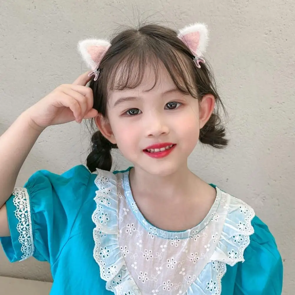 مجموعة مشابك شعر على شكل أذن قطة قطيفة رائعة من القطيفة على شكل أذن القطط، دبابيس شعر بتصميم لطيف للفتيات، إكسسوارات شعر أنيقة للأطفال