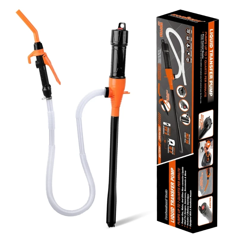 ปั๊มถ่ายน้ำมันเชื้อเพลิงแบบพกพาที่ใช้แบตเตอรี่พร้อมหัวฉีดปรับการไหล ใช้งานง่าย ปั๊มถ่ายเทของเหลว ใช้งานง่าย