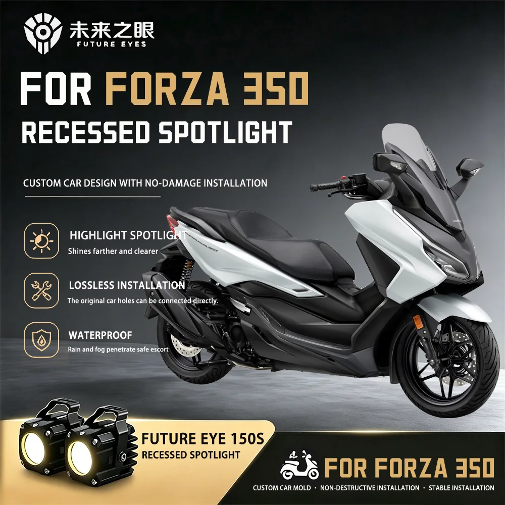 Future Eye F150S Mini Version Suitable for Honda Forza 350 Motorcycle LED Headlight with High and Low Beam, Super Bright