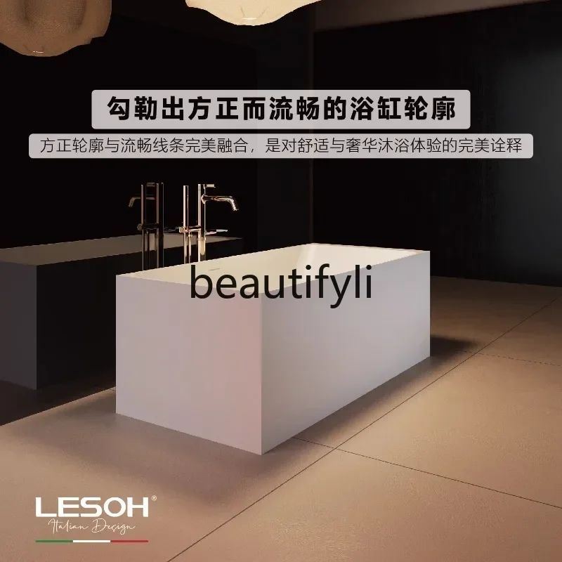 

PMMA artificial stone bathtub high-end skin-friendly rectangular bathtub home hotel bed and breakfast double bathtub0420