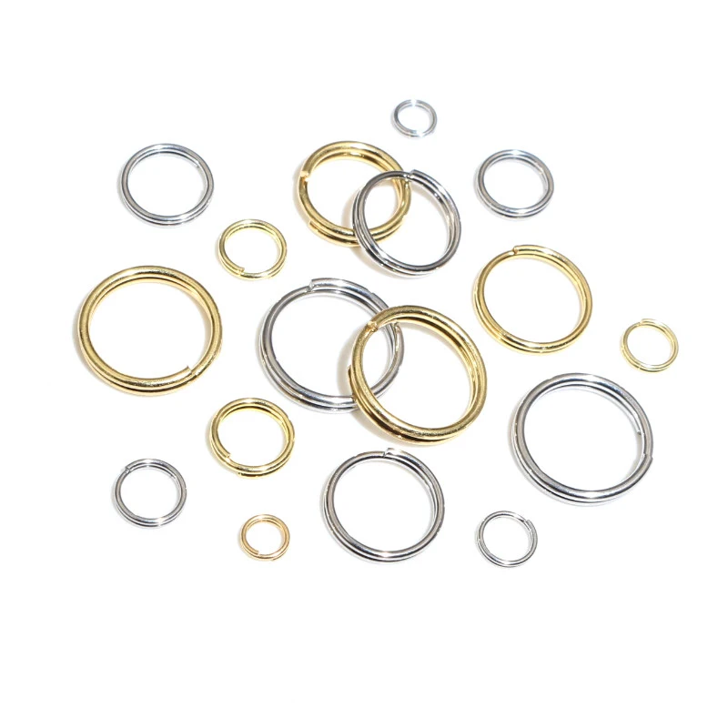 50/100pcs/lot 4-12mm Stainless Steel Open Double Jump Rings for Key Double Split Rings Connectors DIY Craft Jewelry Making