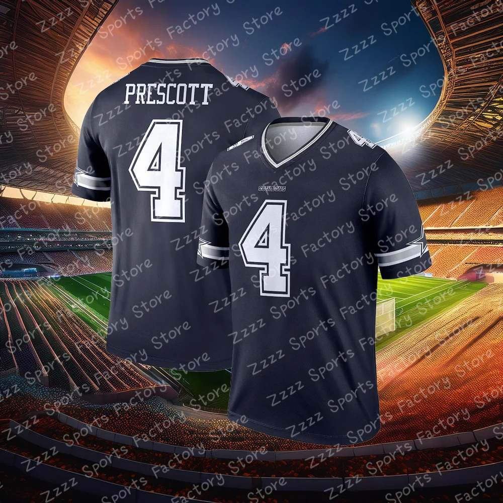 American Men's Dallas Cowboys Dak Prescott Classic Jersey No.4 Short-Sleeved Outdoor Summer t shirt Oversized Clothing Tops