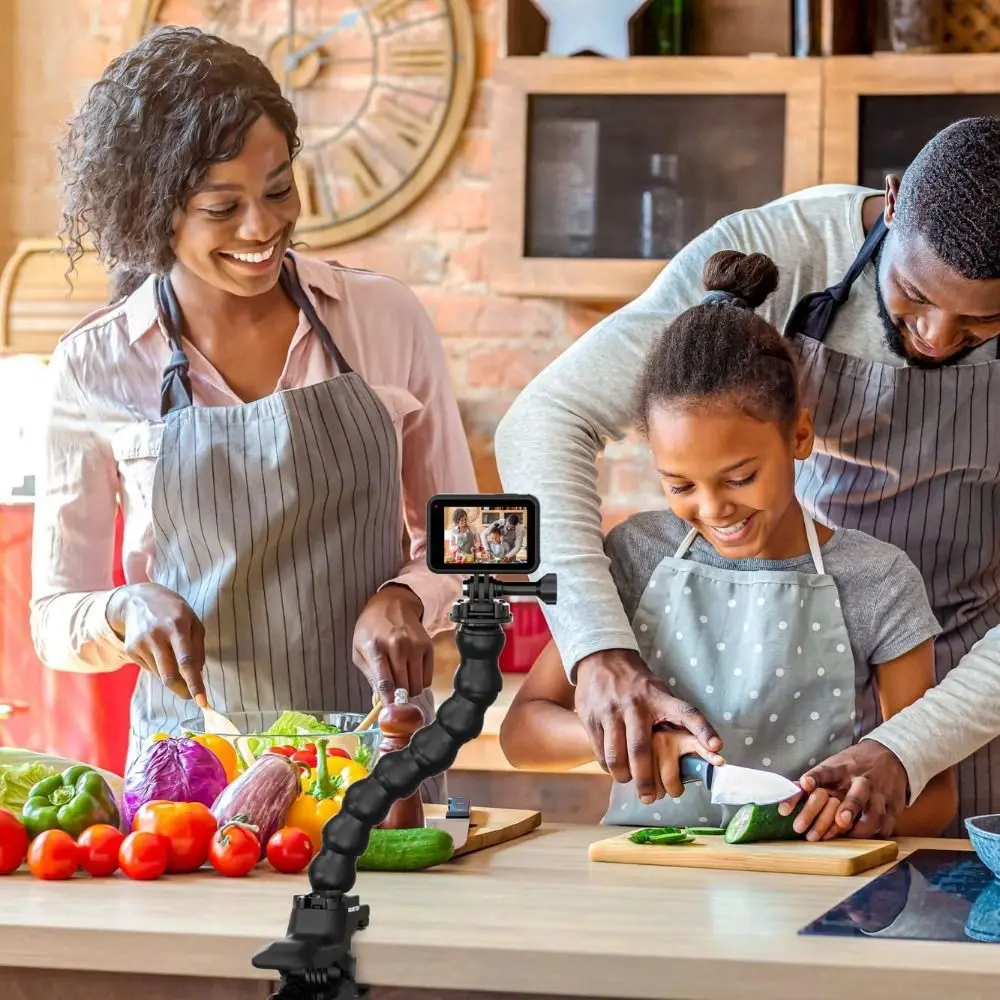 Flexible Schwanenhalsbacken, verstellbare universelle Flex-Klemmhalterung, Kameraunterstützung für GoPro/DJI Osmo Action/Insta360