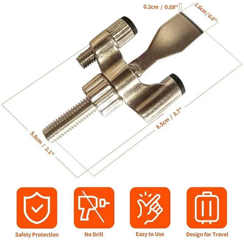 -[33A Tvdae] Door Lock Travel Small Steel Door Lock For Hotel Room Home Security Door Lock Adjustable Door Stoppers Door Safety view 6