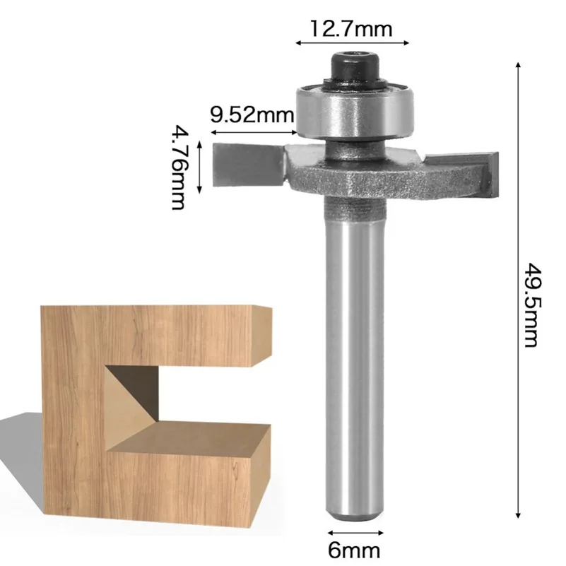 1PC 1/4" 6.35MM Shank Milling Cutter Wood Carving T-Type Biscuit Joint Slot Cutter Jointing Slotting Router Bit Cutter Working