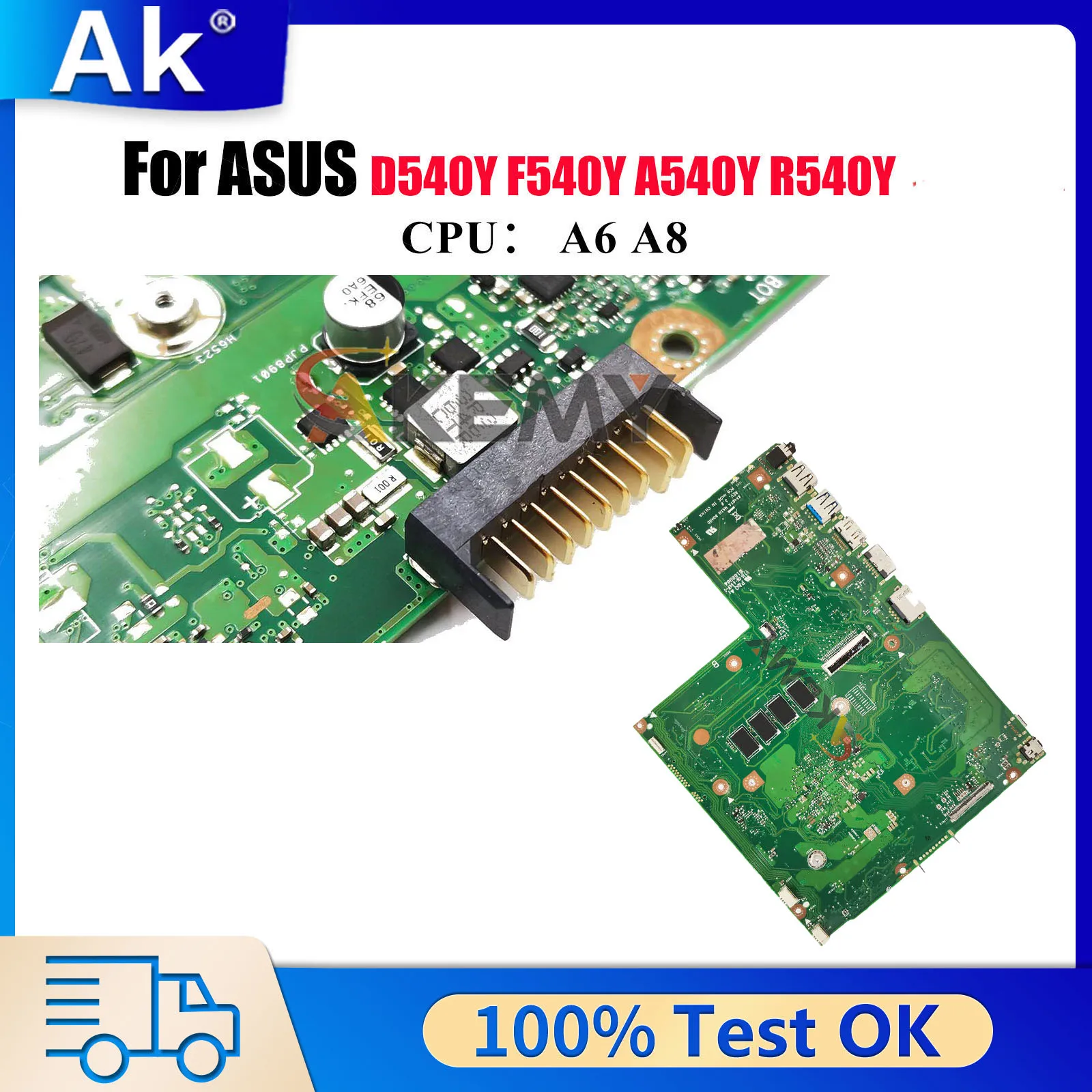 

Материнская плата X540YA для ноутбуков ASUS VivoBook F540Y, X540Y, D540Y, R540Y, X540YA, A540Y с процессорами A6, A8, 100% протестирована, исправна.