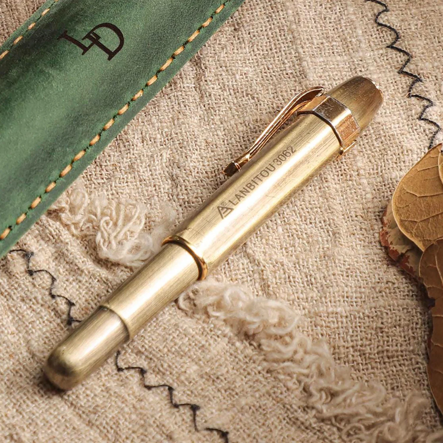 Alpha Brass Retractable Ballpoint Pen 0.5mm, Vintage Style Handmade Rollerball Pen for Writing, Journal, Travel, Office & School