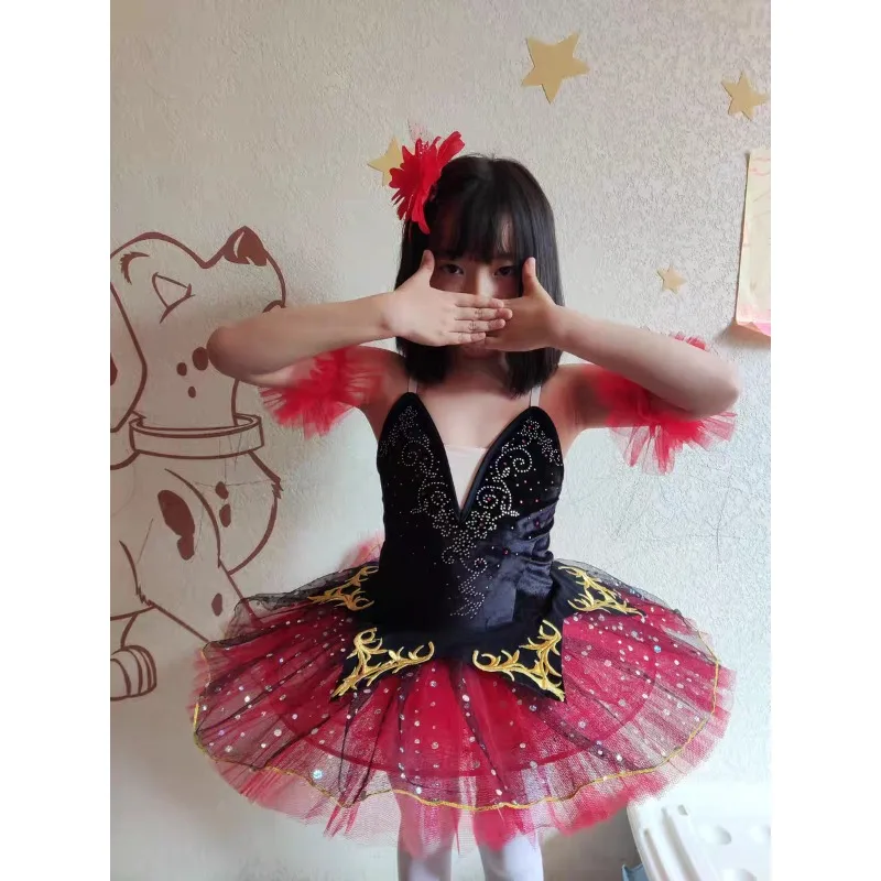 Girl Black Red Professional La Esmeralda Ballet Tutu Dress Children's Women's Ballet Party Costume