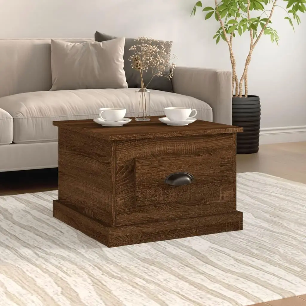 50x50x35 cm Brown Oak Coffee Table – Stylish Engineered Wood Design for Living Room