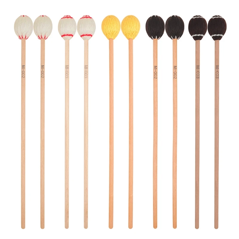 2pcs Maple Handle Wool Ball Drumstick Marimba Mallet Percussion Musical Instrument Accessories For Beginners Training