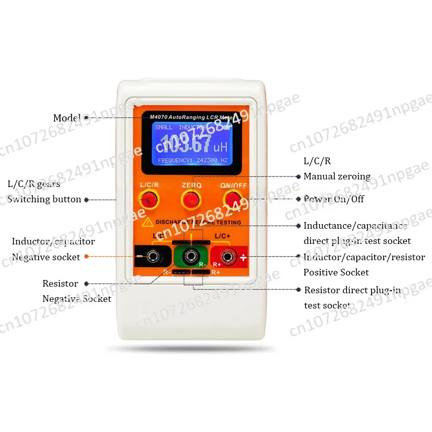 AutoRanging LCR Bridge Meter LCD Rechargeable Digital Capacitance Inductance Meter Large Range100H 100mF 20MR M4070