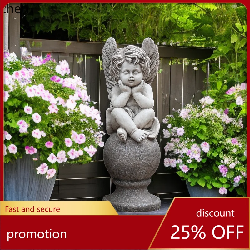 

HT Mr. Garden Vintage Angel Ornament Cute Outdoor Character Sculpture Garden Decoration Patio Balcony