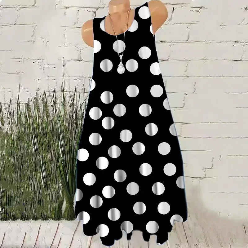 Round Dot Pattern Fashion Women Mini Dresses Summer Sleeveless 3D Printing Street Ladies Trend Dress 3XL Plus Size Casual Dress - Image 3